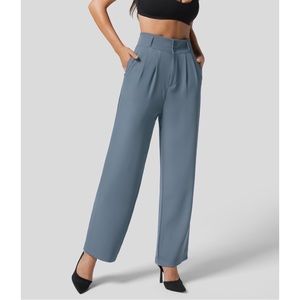 NWT Halara High Waisted Shirred Wide Leg Pants Blue Work Suit Pant Medium